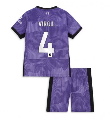 Liverpool Virgil van Dijk #4 Koszulka Trzecich Dziecięca 2023-24 Krótki Rękaw (+ Krótkie spodenki)